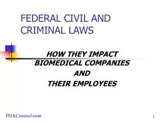FEDERAL CIVIL AND CRIMINAL LAWS