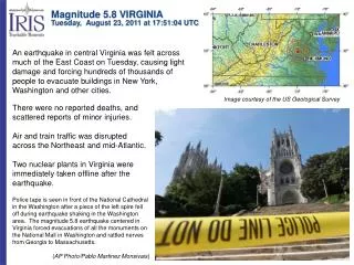 Magnitude 5.8 VIRGINIA Tuesday, August 23, 2011 at 17:51:04 UTC