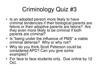 Criminology Quiz #3