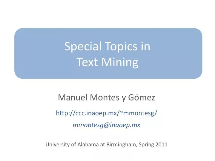 special topics in text mining