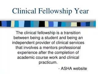 Clinical Fellowship Year