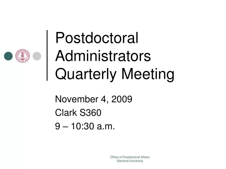 postdoctoral administrators quarterly meeting