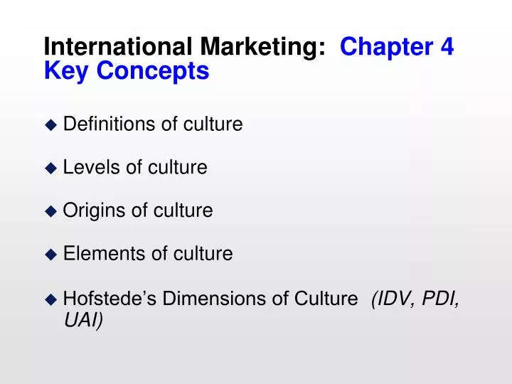 international marketing chapter 4 key concepts