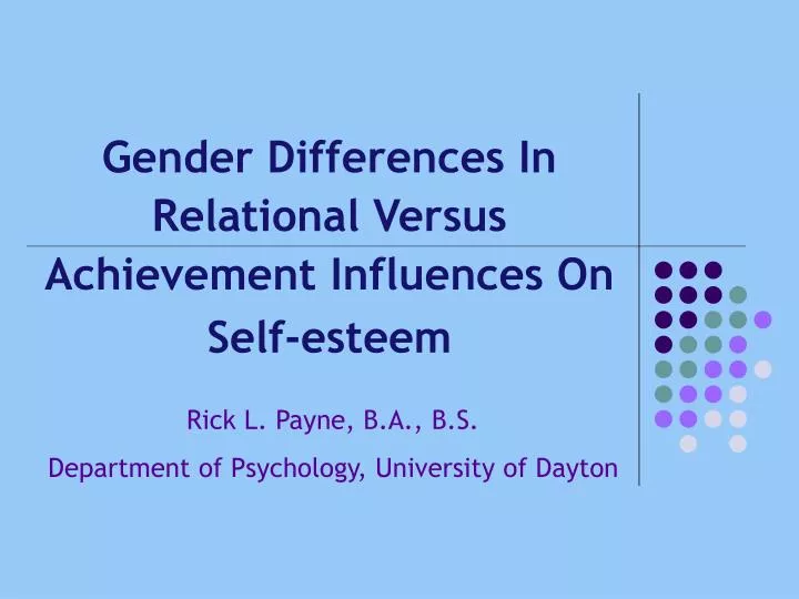 gender differences in relational versus achievement influences on self esteem
