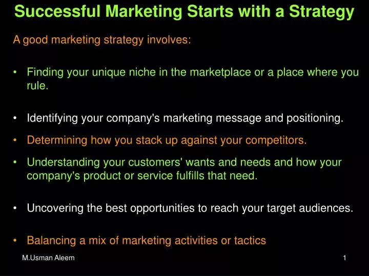 successful marketing starts with a strategy