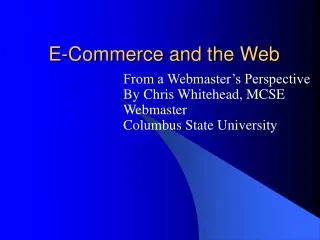 E-Commerce and the Web