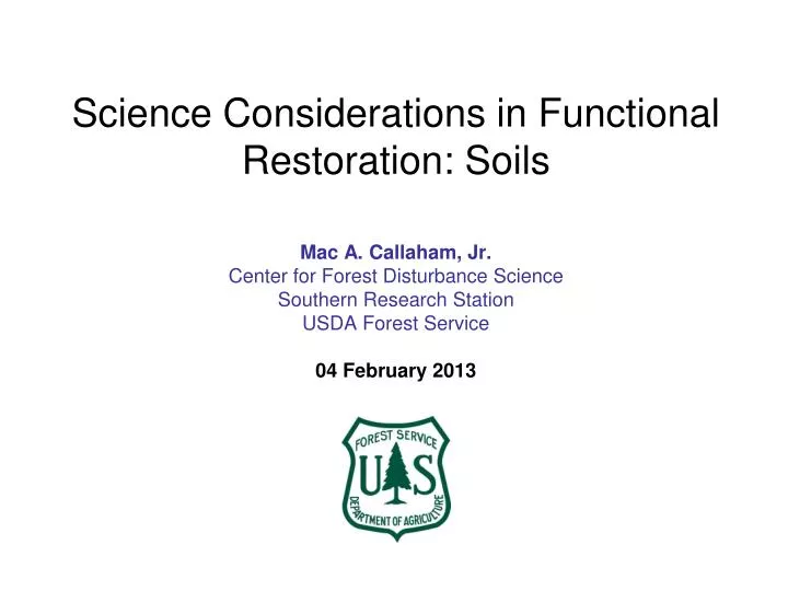 science considerations in functional restoration soils