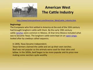 American West The Cattle Industry