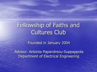 Fellowship of Faiths and Cultures Club