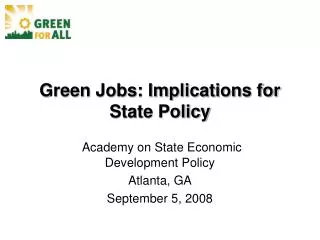 Green Jobs: Implications for State Policy