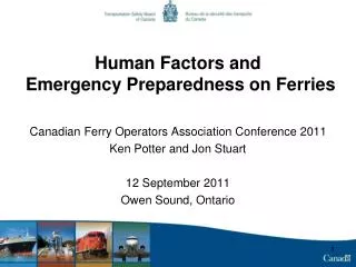 Human Factors and Emergency Preparedness on Ferries