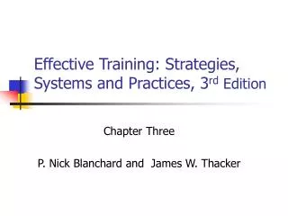 Effective Training: Strategies, Systems and Practices, 3 rd Edition