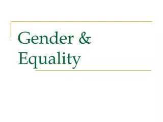 Gender &amp; Equality