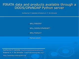 PIRATA data and products available through a DODS/OPeNDAP Python server