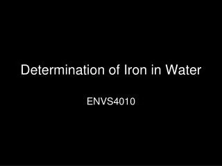 Determination of Iron in Water