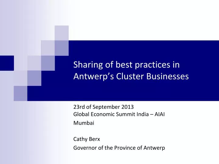 sharing of best practices in antwerp s cluster businesses