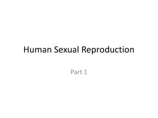 Human Sexual Reproduction