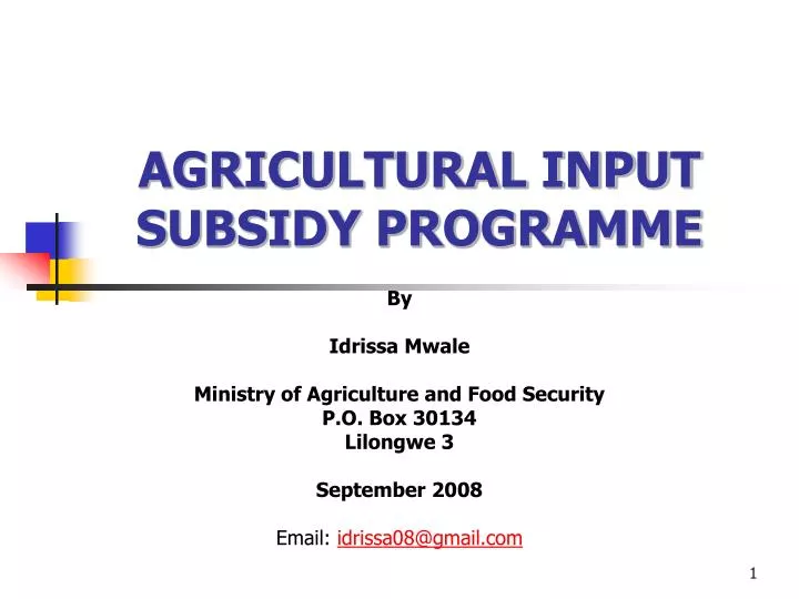 agricultural input subsidy programme