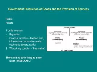 Government Production of Goods and the Provision of Services