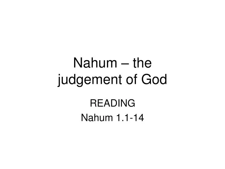 nahum the judgement of god