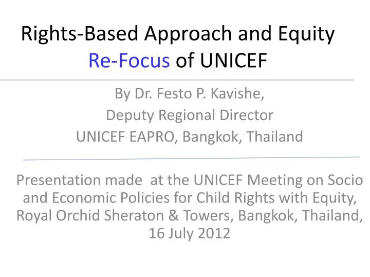 rights based approach and equity re focus of unicef