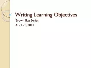 Writing Learning Objectives