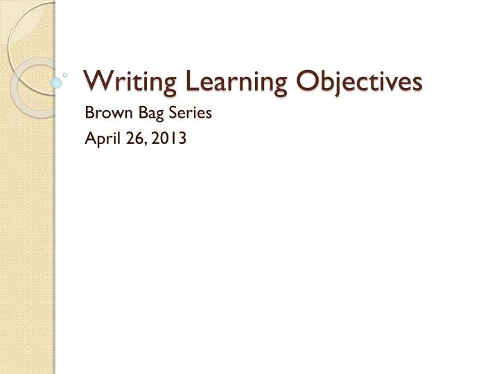 writing learning objectives