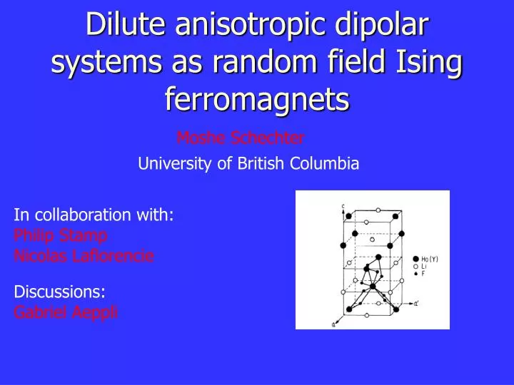 dilute anisotropic dipolar systems as random field ising ferromagnets
