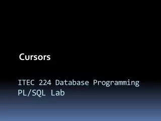 ITEC 224 Database Programming PL/SQL Lab
