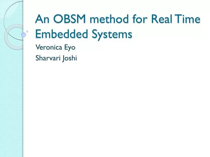 an obsm method for real time embedded systems