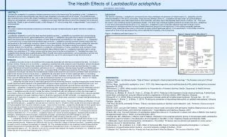 The Health Effects of Lactobacillus acidophilus Oliver Wyckoff , Beloit College