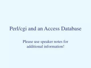 Perl/cgi and an Access Database