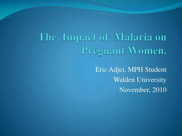 the impact of malaria on pregnant women