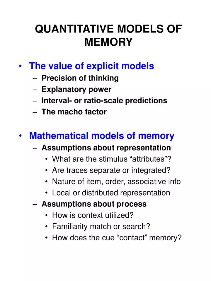 quantitative models of memory