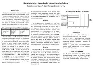 Multiple Solution Strategies for Linear Equation Solving Beste Gucler and Jon R. Star, Michigan State University