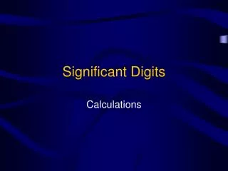 Significant Digits