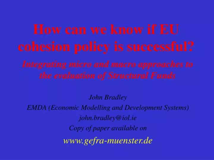 how can we know if eu cohesion policy is successful