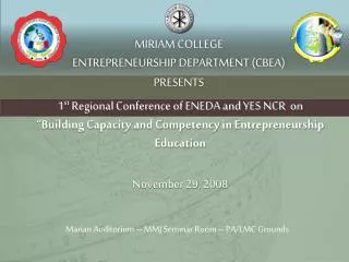 Miriam College Entrepreneurship Department (CBEA) presents