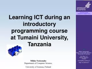 Learning ICT during an introductory programming course at Tumaini University, Tanzania