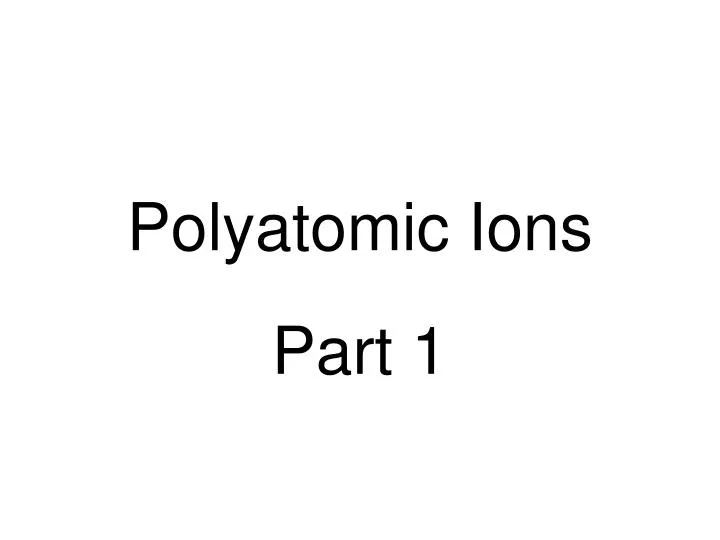 polyatomic ions