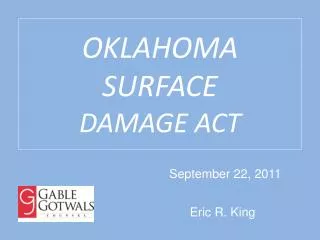 OKLAHOMA SURFACE DAMAGE ACT