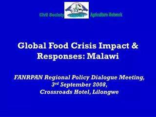 Global Food Crisis Impact &amp; Responses: Malawi