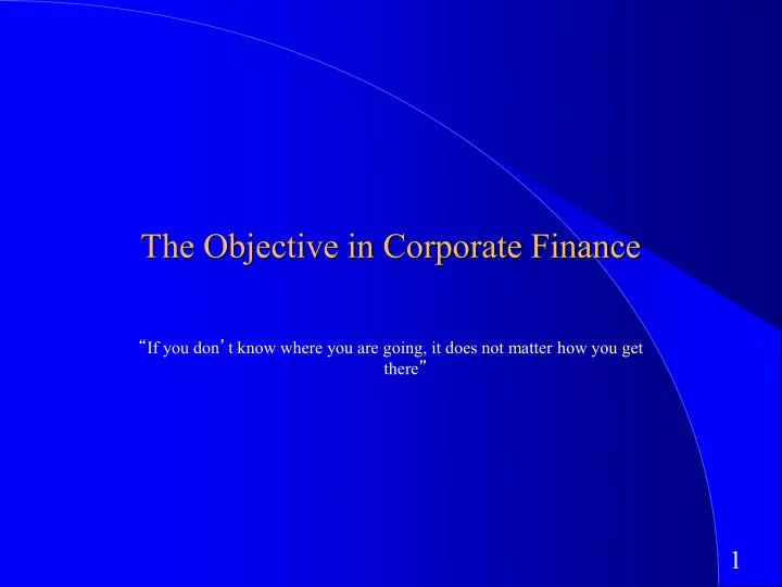 the objective in corporate finance