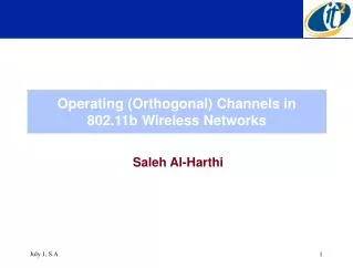 Operating (Orthogonal) Channels in 802.11b Wireless Networks