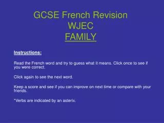 GCSE French Revision WJEC FAMILY