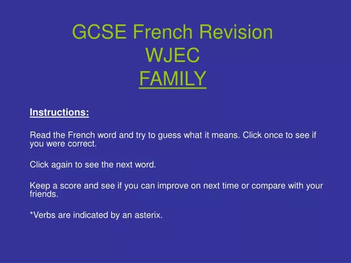 gcse french revision wjec family