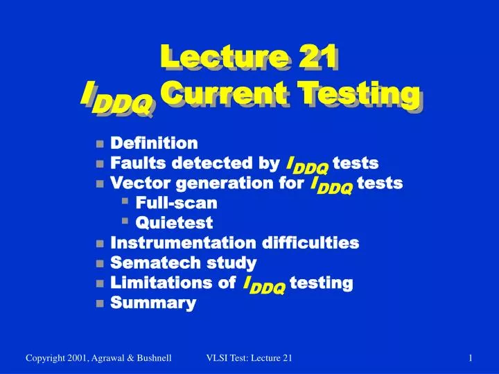 lecture 21 i ddq current testing
