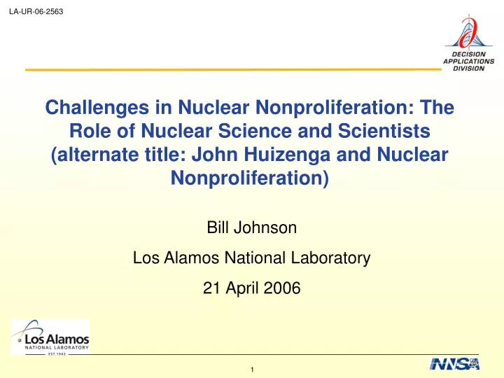bill johnson los alamos national laboratory 21 april 2006