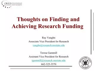 Thoughts on Finding and Achieving Research Funding