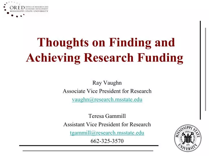 thoughts on finding and achieving research funding